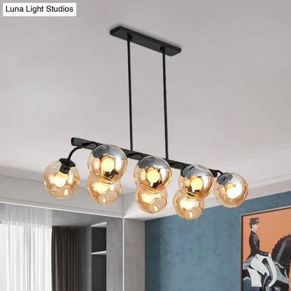 Modern black orb shade pendant light kitchen smoked glass chandelier