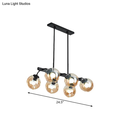 Modern black orb shade pendant light kitchen smoked glass chandelier