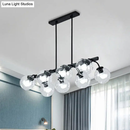 Modern black orb shade pendant light kitchen smoked glass chandelier