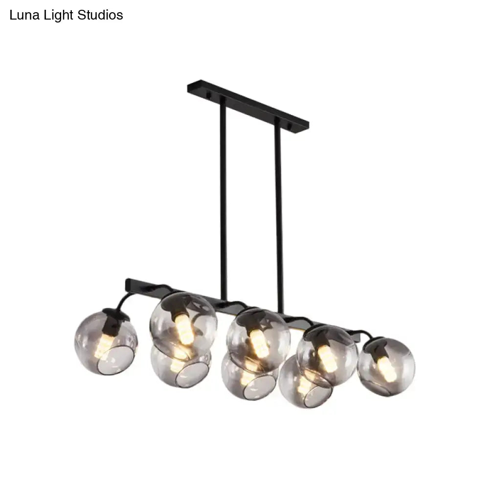 Modern black orb shade pendant light kitchen smoked glass chandelier
