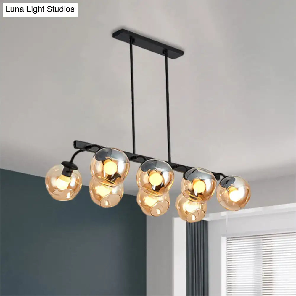 Modern black orb shade pendant light kitchen smoked glass chandelier