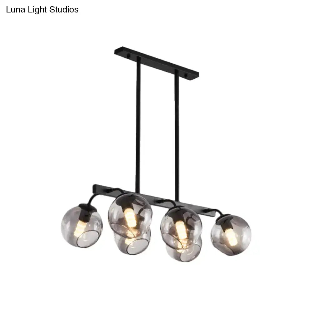 Modern black orb shade pendant light kitchen smoked glass chandelier