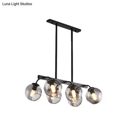 Modern black orb shade pendant light kitchen smoked glass chandelier