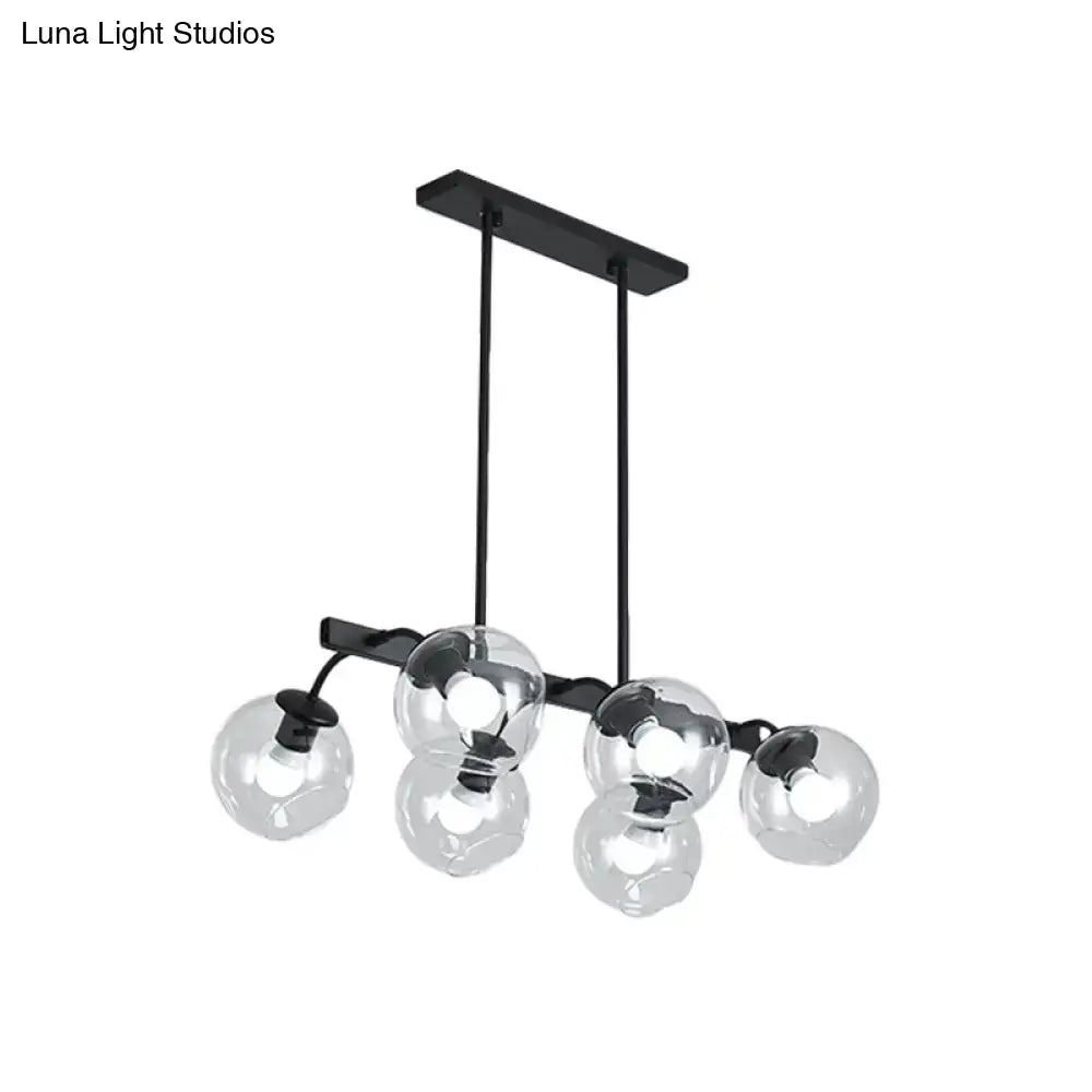 Modern black orb shade pendant light kitchen smoked glass chandelier