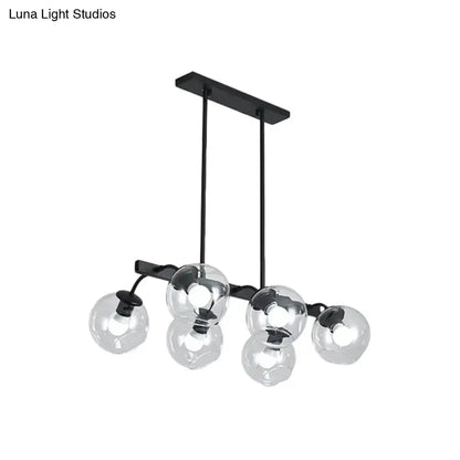 Modern black orb shade pendant light kitchen smoked glass chandelier
