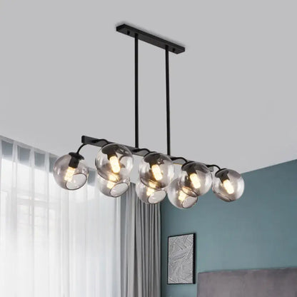 Modern black orb shade pendant light kitchen smoked glass chandelier