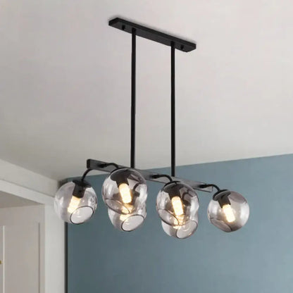 Modern black orb shade pendant light kitchen smoked glass chandelier
