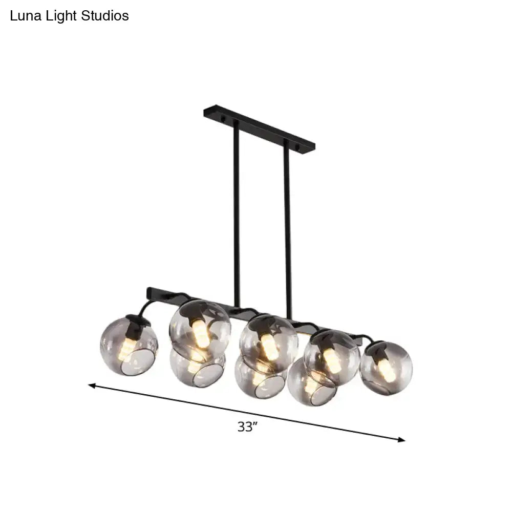 Modern black orb shade pendant light kitchen smoked glass chandelier