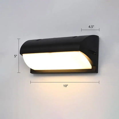 Modern black outdoor led wall lamp rectangular frosted light