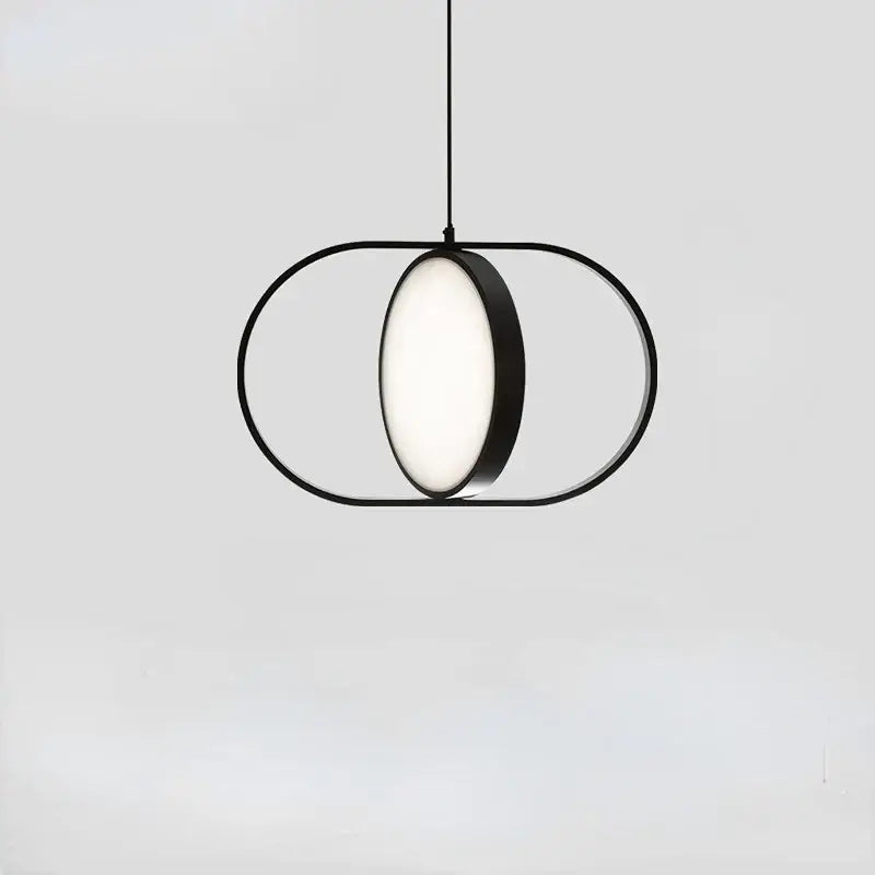 Modern black oval adjustable angle pendant light for dining room