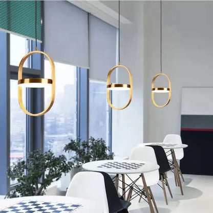 Modern black oval adjustable angle pendant light for dining room