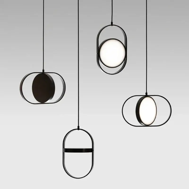 Modern black oval adjustable angle pendant light for shop or kitchen
