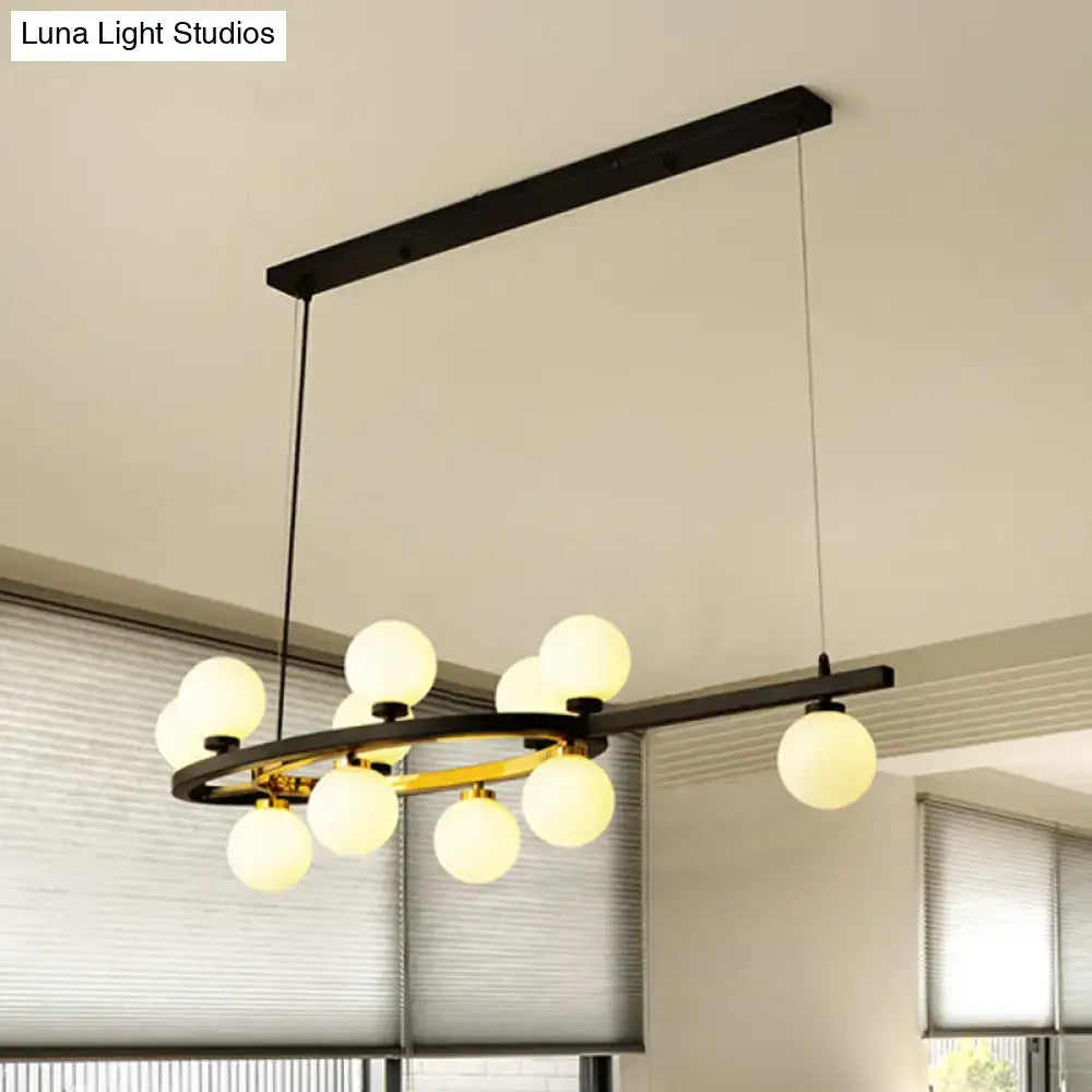 Modern black oval hanging light fixture dining room chandelier