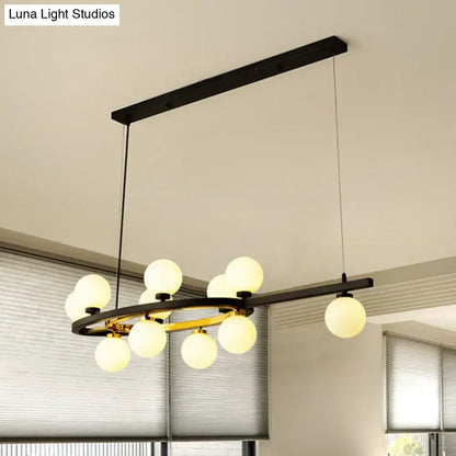 Modern black oval hanging light fixture dining room chandelier