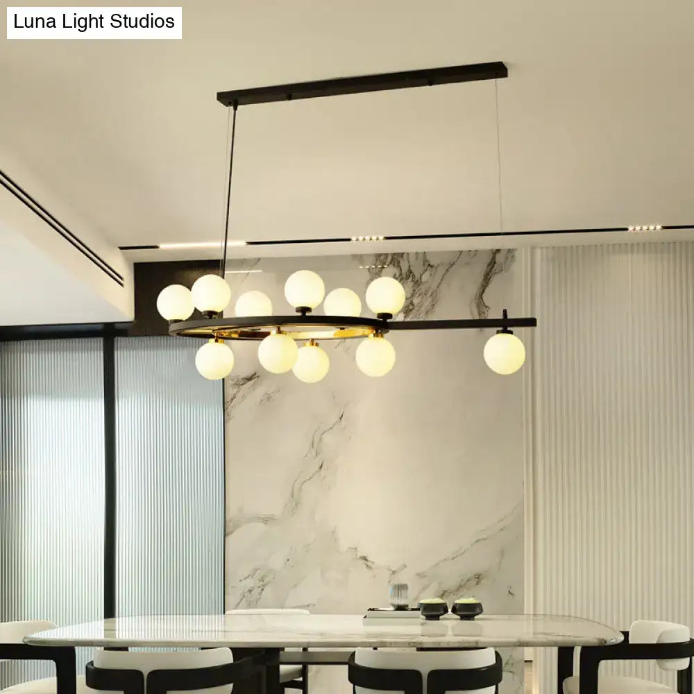 Modern black oval hanging light fixture dining room chandelier