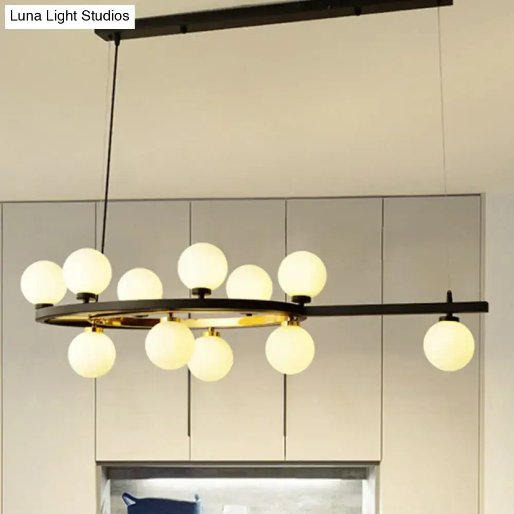 Modern black oval hanging light fixture dining room chandelier