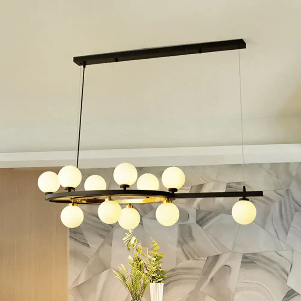 Modern black oval hanging light fixture dining room chandelier