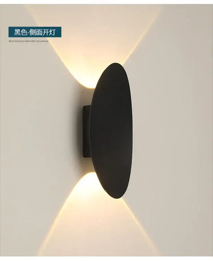 Modern black oval led outdoor porch wall light garden sconce