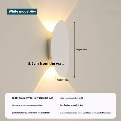 Modern black oval led outdoor porch wall light garden sconce