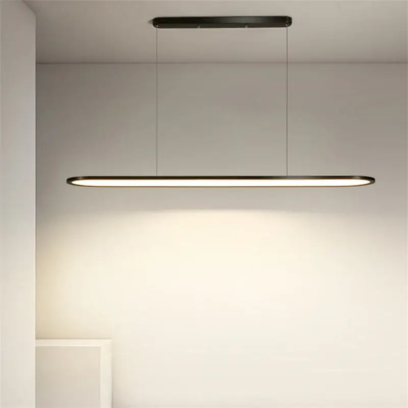 Modern black oval led pendant light for dining room