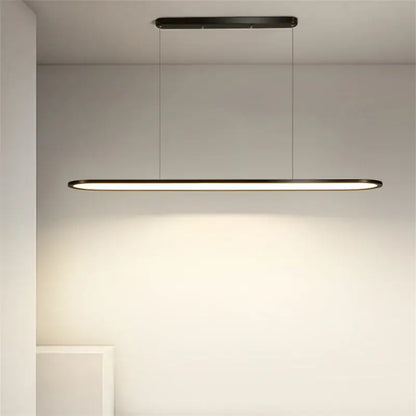 Modern black oval led pendant light for dining room