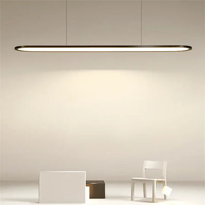 Modern black oval led pendant light for dining room
