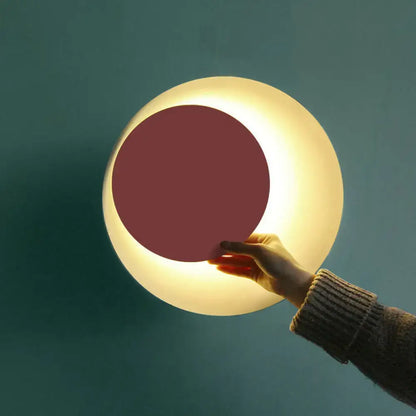 Modern black & pink circle sconce light bedroom wall fixture