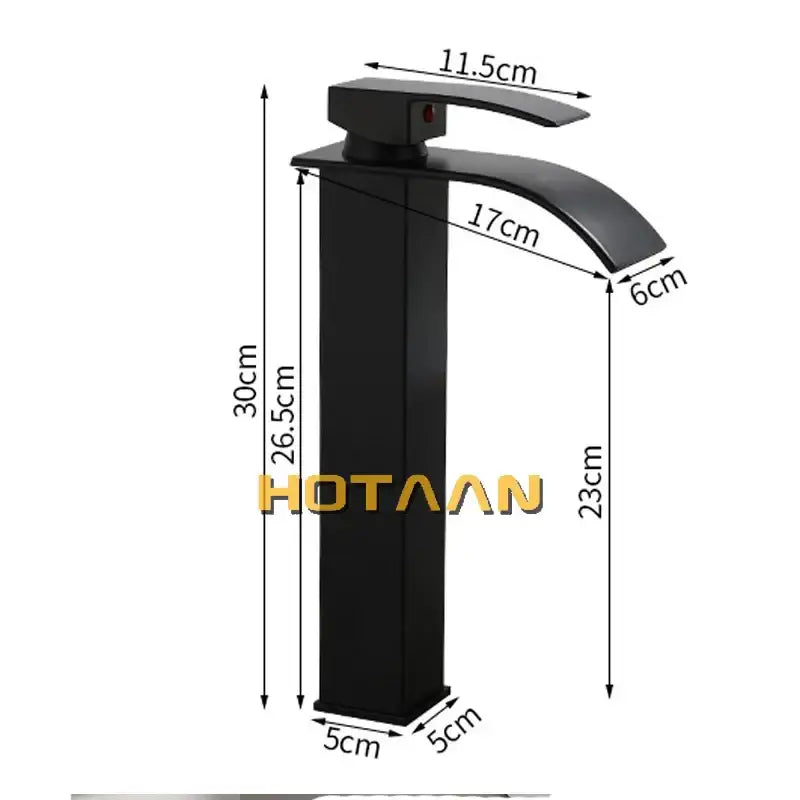 Modern black plated brass waterfall basin tap bathroom mixer