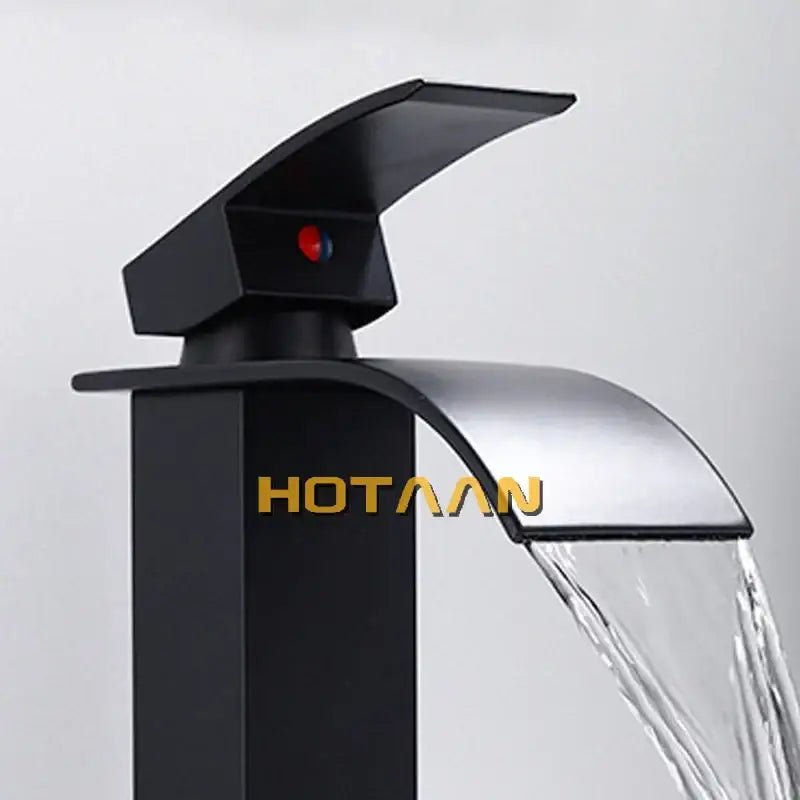 Modern black plated brass waterfall basin tap bathroom mixer