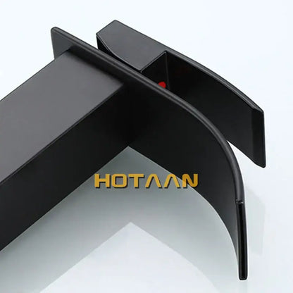 Modern black plated brass waterfall basin tap bathroom mixer
