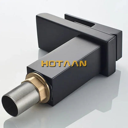 Modern black plated brass waterfall faucet square bathroom mixer sink