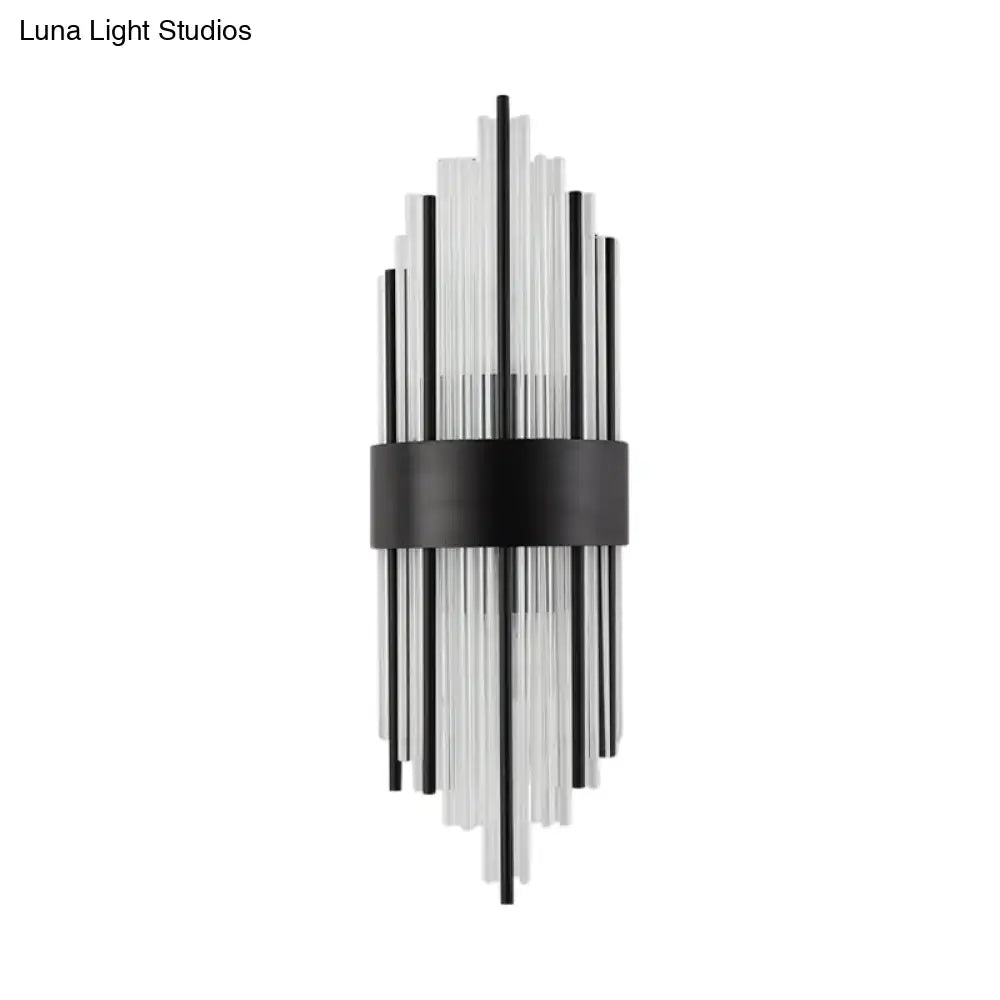 Modern black prism crystal wall light living room sconce