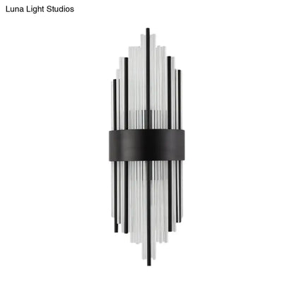 Modern black prism crystal wall light living room sconce
