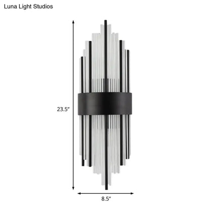 Modern black prism crystal wall light living room sconce