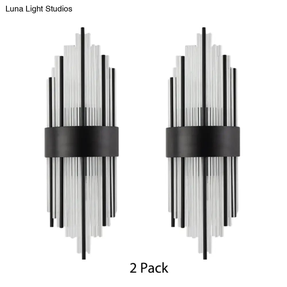 Modern black prism crystal wall light living room sconce