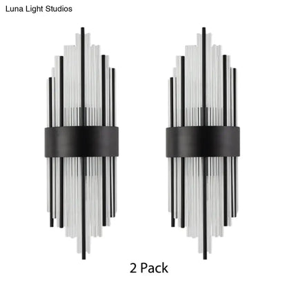 Modern black prism crystal wall light living room sconce