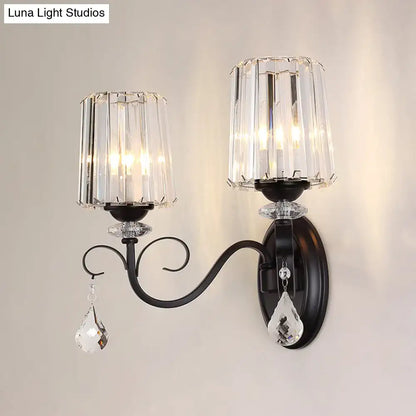 Modern black prismatic crystal wall mount lamp living room
