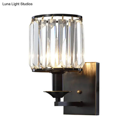 Modern black prismatic crystal wall sconce bedroom e12 light type