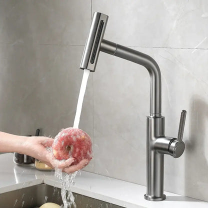 Modern black pull out kitchen faucet with waterfall stream sprayer