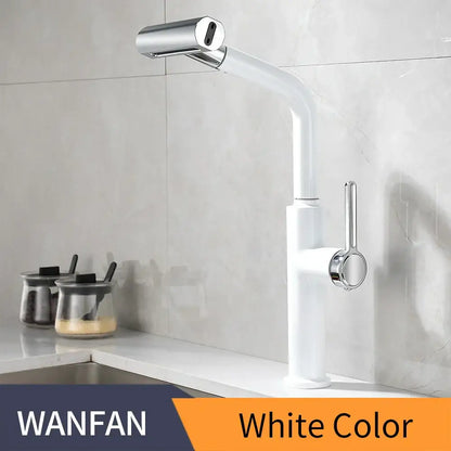 Modern black pull out kitchen faucet with waterfall stream sprayer
