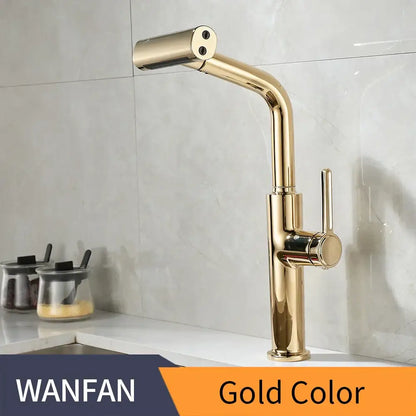 Modern black pull out kitchen faucet with waterfall stream sprayer
