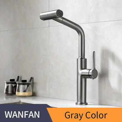 Modern black pull out kitchen faucet with waterfall stream sprayer