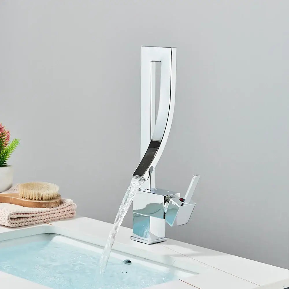 Modern black quartz waterfall basin faucet single handle mixer tap bathroom