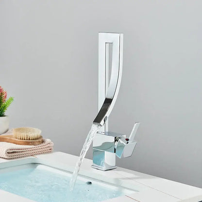 Modern black quartz waterfall basin faucet single handle mixer tap bathroom
