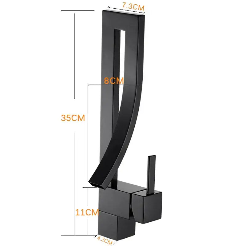 Modern black quartz waterfall basin faucet single handle mixer tap bathroom