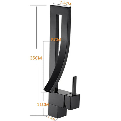 Modern black quartz waterfall basin faucet single handle mixer tap bathroom