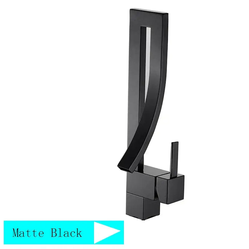 Modern black quartz waterfall basin faucet single handle mixer tap bathroom