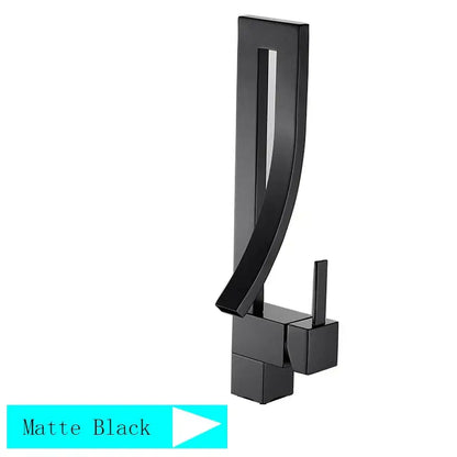Modern black quartz waterfall basin faucet single handle mixer tap bathroom