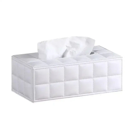 Modern black quilted leather tissue box holder for office and home