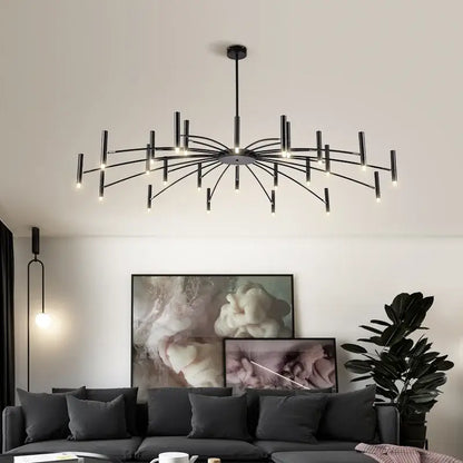 Modern black radial led ceiling pendant lamp for living room